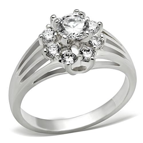 SS053 - Silver 925 Sterling Silver Ring with AAA Grade CZ  in Clear-0