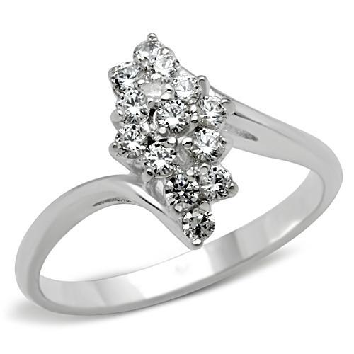 SS054 - Silver 925 Sterling Silver Ring with AAA Grade CZ  in Clear-0