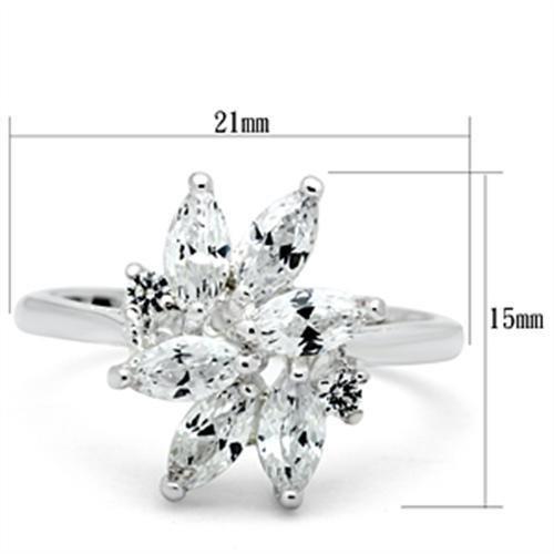 SS055 - Silver 925 Sterling Silver Ring with AAA Grade CZ  in Clear-1