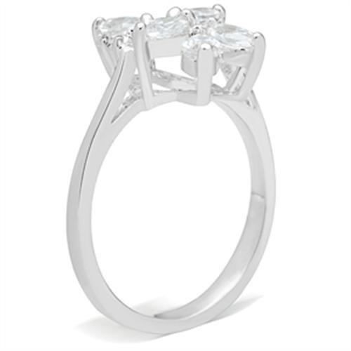 SS055 - Silver 925 Sterling Silver Ring with AAA Grade CZ  in Clear-3