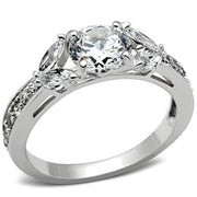SS059 - Silver 925 Sterling Silver Ring with AAA Grade CZ  in Clear-0