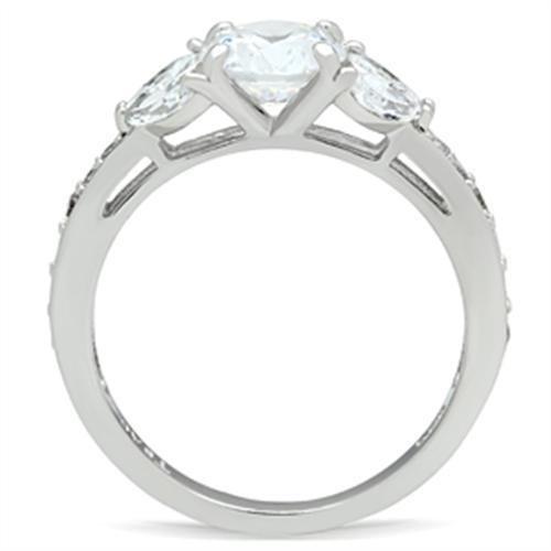 SS059 - Silver 925 Sterling Silver Ring with AAA Grade CZ  in Clear-1