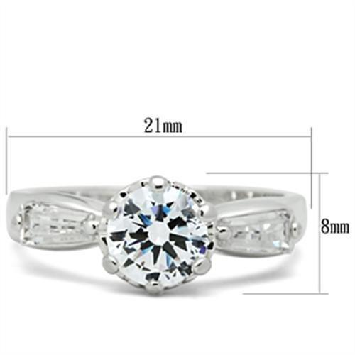 SS060 - Silver 925 Sterling Silver Ring with AAA Grade CZ  in Clear-1