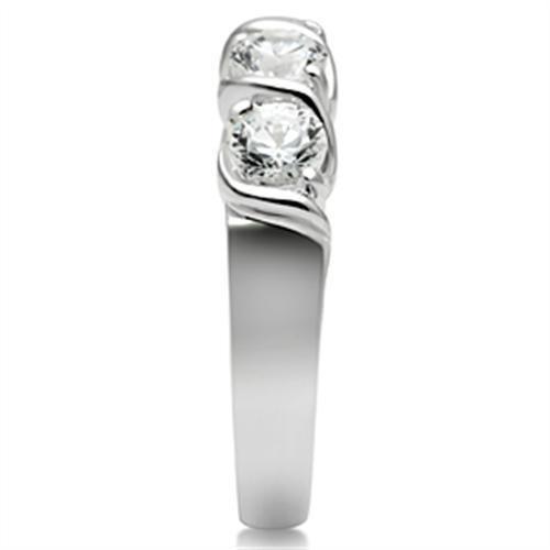 SS063 - Silver 925 Sterling Silver Ring with AAA Grade CZ  in Clear-3
