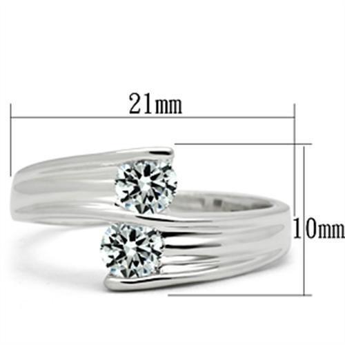 SS064 - Silver 925 Sterling Silver Ring with AAA Grade CZ  in Clear-1