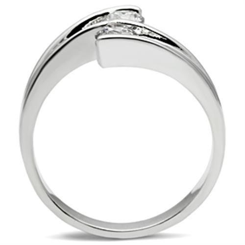 SS064 - Silver 925 Sterling Silver Ring with AAA Grade CZ  in Clear-2