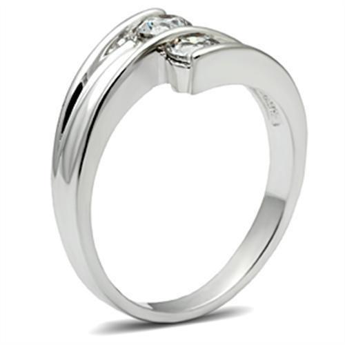 SS064 - Silver 925 Sterling Silver Ring with AAA Grade CZ  in Clear-3