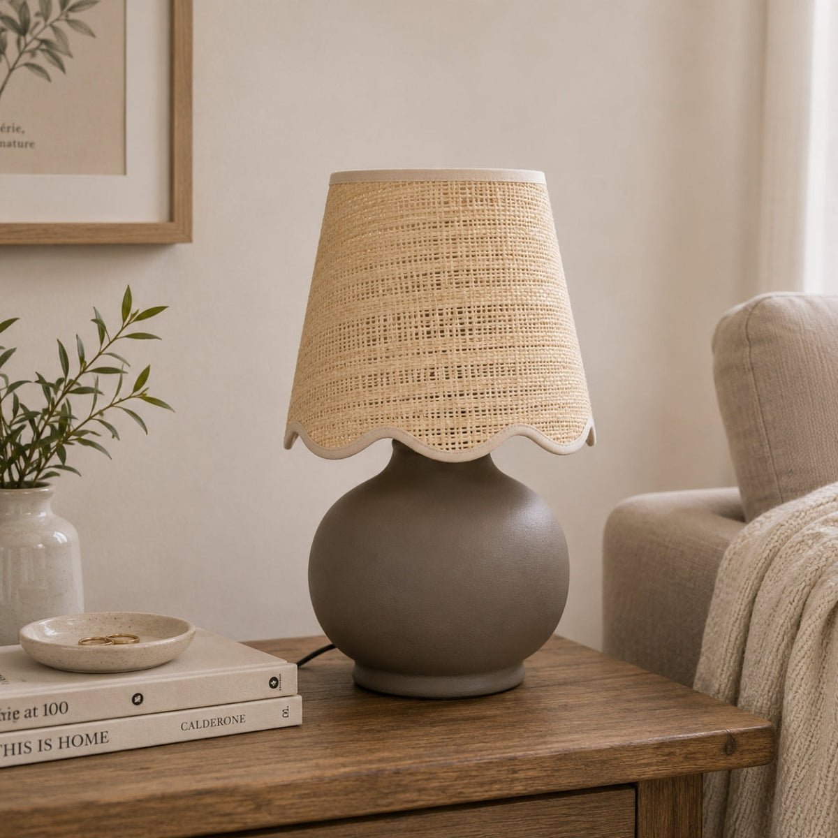 Benton Handmade Ceramic Table Lamp with Cotton Shade-13