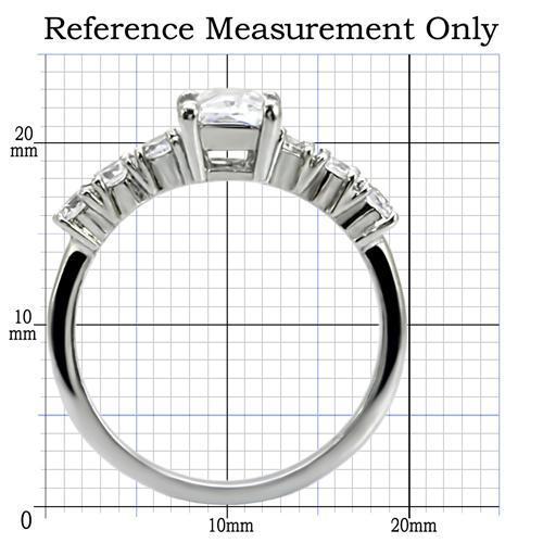 TK002 - High polished (no plating) Stainless Steel Ring with AAA Grade CZ  in Clear-1