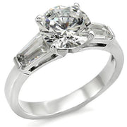 TK005 - High polished (no plating) Stainless Steel Ring with AAA Grade CZ  in Clear-0