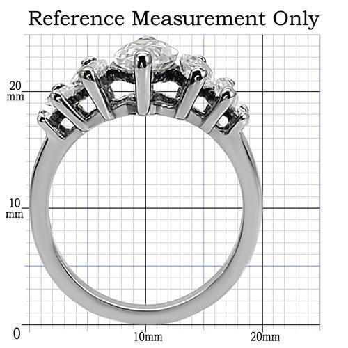 TK006 - High polished (no plating) Stainless Steel Ring with AAA Grade CZ  in Clear-1