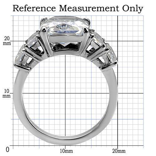 TK007 - High polished (no plating) Stainless Steel Ring with AAA Grade CZ  in Clear-1