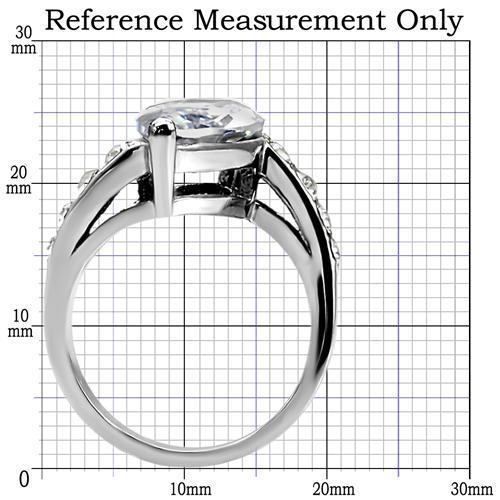 TK008 - High polished (no plating) Stainless Steel Ring with AAA Grade CZ  in Clear-1