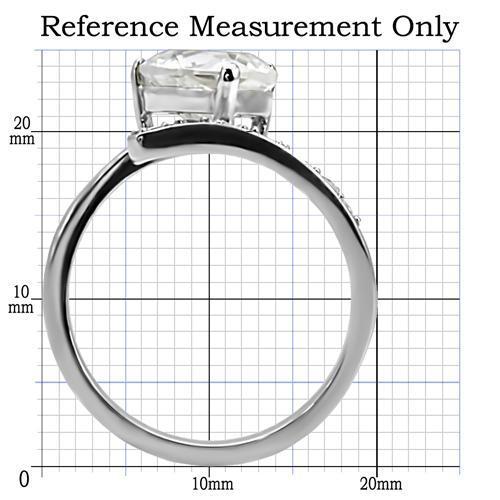 TK009 - High-Polished Stainless Steel Ring with AAA Grade CZ  in Clear-1