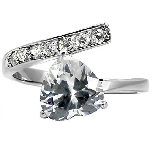 TK009 - High-Polished Stainless Steel Ring with AAA Grade CZ  in Clear-2
