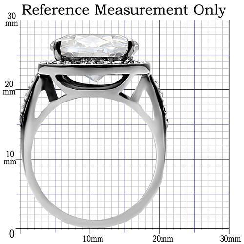 TK010- High polished (no plating) Stainless Steel Ring with AAA Grade CZ  in Clear-1