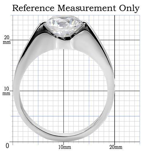 TK012 - High polished (no plating) Stainless Steel Ring with AAA Grade CZ  in Clear-1