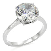 TK013 - High polished (no plating) Stainless Steel Ring with AAA Grade CZ  in Clear-0