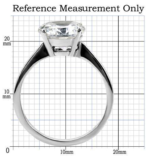 TK013 - High polished (no plating) Stainless Steel Ring with AAA Grade CZ  in Clear-1