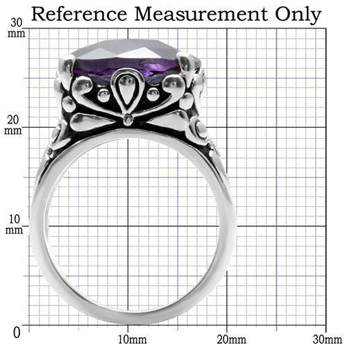 TK016 - High polished (no plating) Stainless Steel Ring with AAA Grade CZ  in Amethyst-1