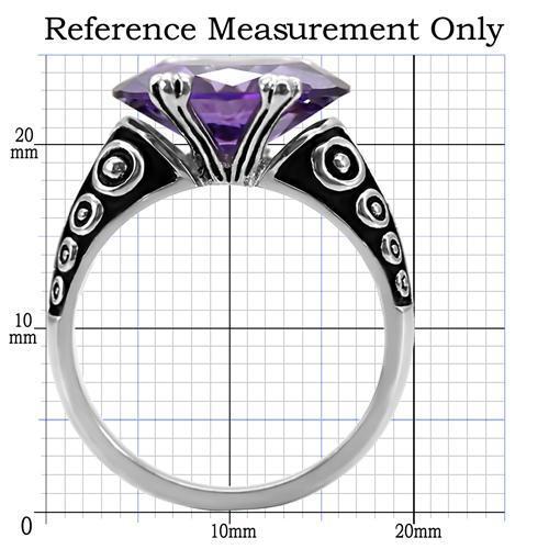 TK017 - High polished (no plating) Stainless Steel Ring with AAA Grade CZ  in Amethyst-1