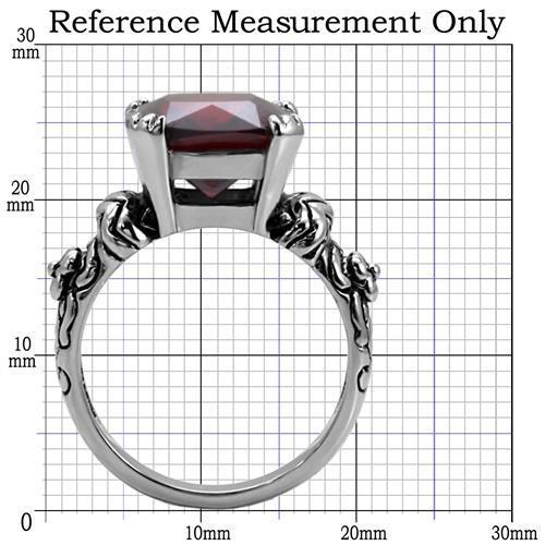 TK018 - High polished (no plating) Stainless Steel Ring with AAA Grade CZ  in Garnet-1