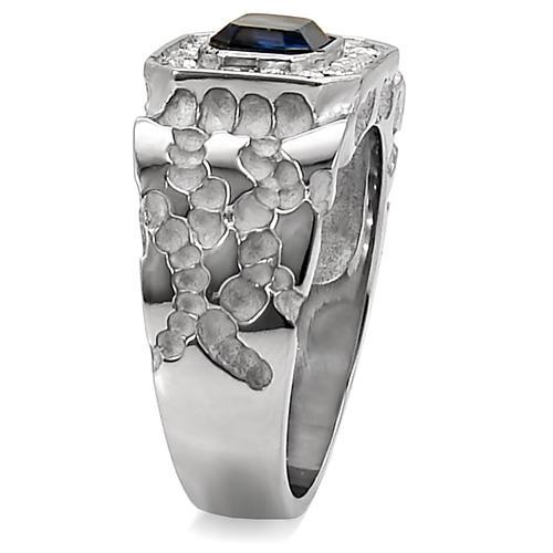 TK02210 - High polished (no plating) Stainless Steel Ring with Top Grade Crystal  in Montana-4