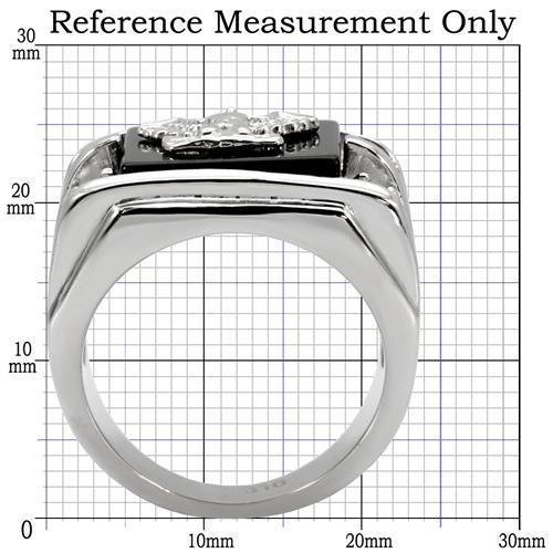 TK02221 - High polished (no plating) Stainless Steel Ring with Semi-Precious Agate in Jet-1