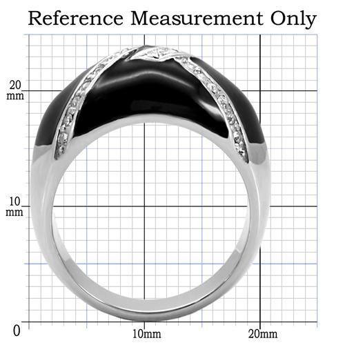 TK022 - High polished (no plating) Stainless Steel Ring with Top Grade Crystal  in Clear-1