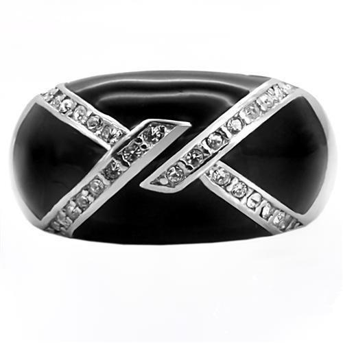 TK022 - High polished (no plating) Stainless Steel Ring with Top Grade Crystal  in Clear-2