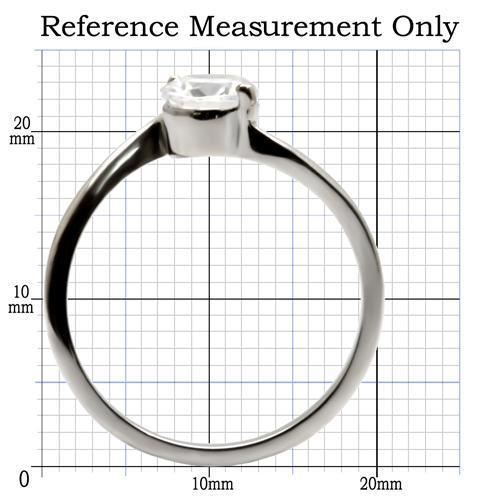 TK023 - High polished (no plating) Stainless Steel Ring with AAA Grade CZ  in Clear-1