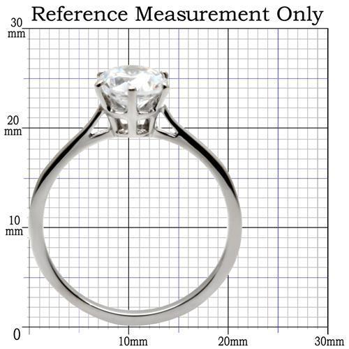TK025 - High polished (no plating) Stainless Steel Ring with AAA Grade CZ  in Clear-1