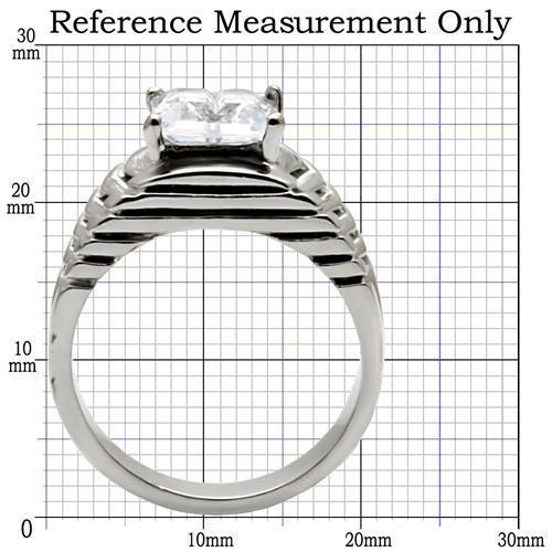 TK028 - High polished (no plating) Stainless Steel Ring with AAA Grade CZ  in Clear-1