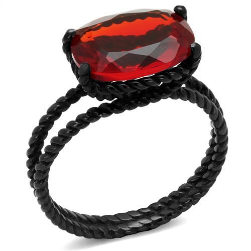TK030J - IP Black(Ion Plating) Stainless Steel Ring with Synthetic Synthetic Glass in Siam-0