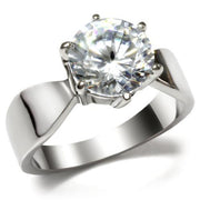 TK046 - High polished (no plating) Stainless Steel Ring with AAA Grade CZ  in Clear-0