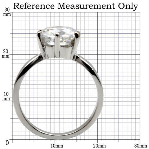 TK046 - High polished (no plating) Stainless Steel Ring with AAA Grade CZ  in Clear-1