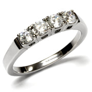 TK047 - High polished (no plating) Stainless Steel Ring with AAA Grade CZ  in Clear-0