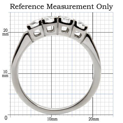 TK047 - High polished (no plating) Stainless Steel Ring with AAA Grade CZ  in Clear-1