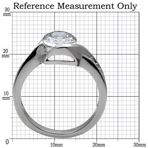 TK064 - High polished (no plating) Stainless Steel Ring with AAA Grade CZ  in Clear-1