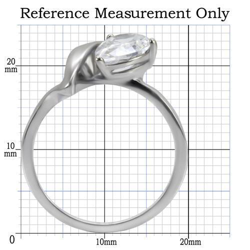 TK067 - High polished (no plating) Stainless Steel Ring with AAA Grade CZ  in Clear-1