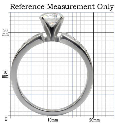 TK068 - High polished (no plating) Stainless Steel Ring with AAA Grade CZ  in Clear-1