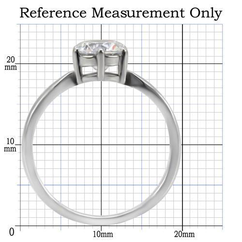 TK071 - High polished (no plating) Stainless Steel Ring with AAA Grade CZ  in Clear-1