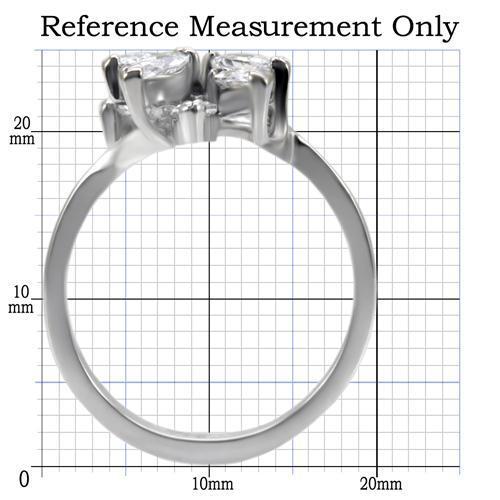 TK075 - High polished (no plating) Stainless Steel Ring with AAA Grade CZ  in Clear-1