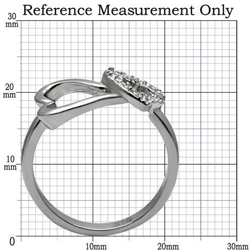 TK077 - High polished (no plating) Stainless Steel Ring with AAA Grade CZ  in Clear-1
