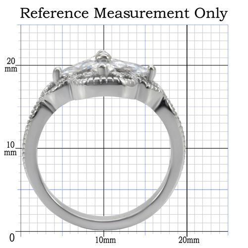 TK078 - High polished (no plating) Stainless Steel Ring with AAA Grade CZ  in Clear-1