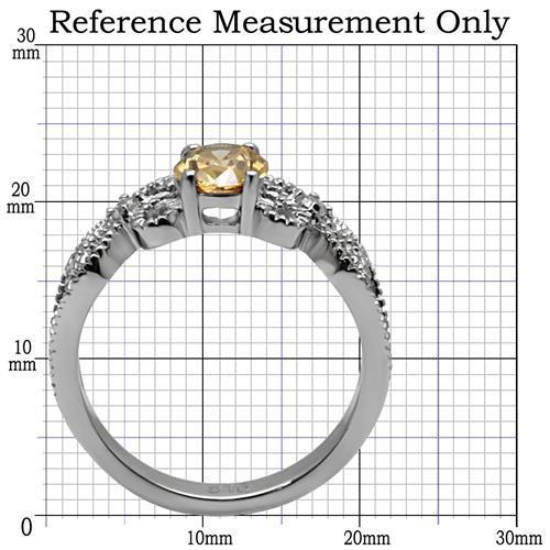 TK080 - High polished (no plating) Stainless Steel Ring with AAA Grade CZ  in Champagne-1