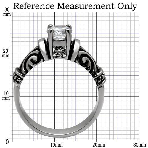 TK082 - High polished (no plating) Stainless Steel Ring with AAA Grade CZ  in Clear-1