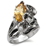 TK083 - High polished (no plating) Stainless Steel Ring with AAA Grade CZ  in Champagne-0