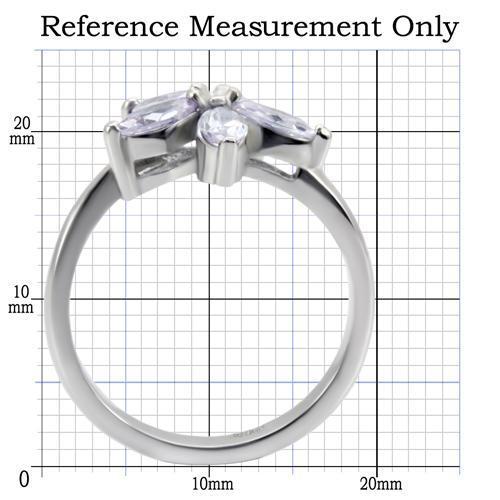 TK084 - High polished (no plating) Stainless Steel Ring with AAA Grade CZ  in Light Amethyst-1