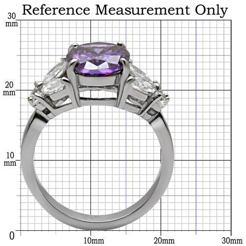 TK086 - High polished (no plating) Stainless Steel Ring with AAA Grade CZ  in Amethyst-1